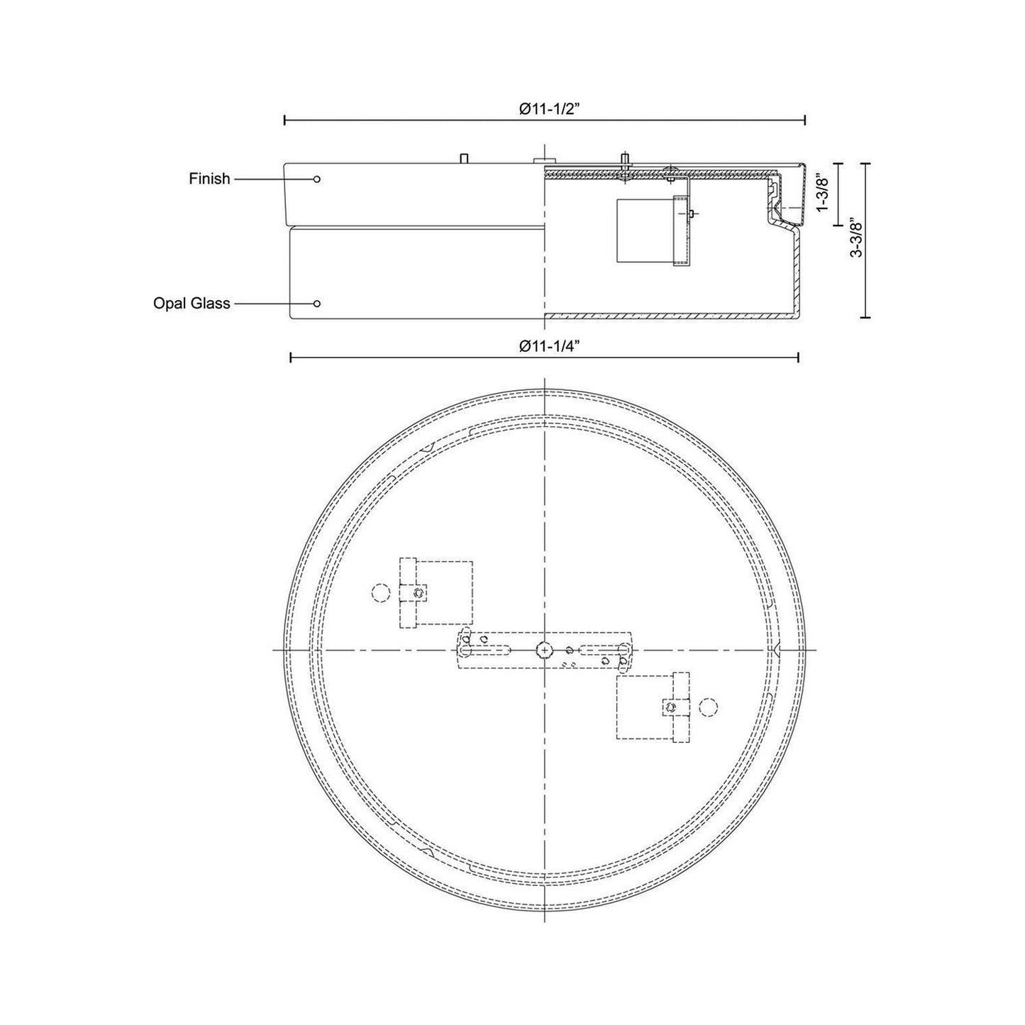 Lomita Flush Mount Ceiling Light - line drawing.