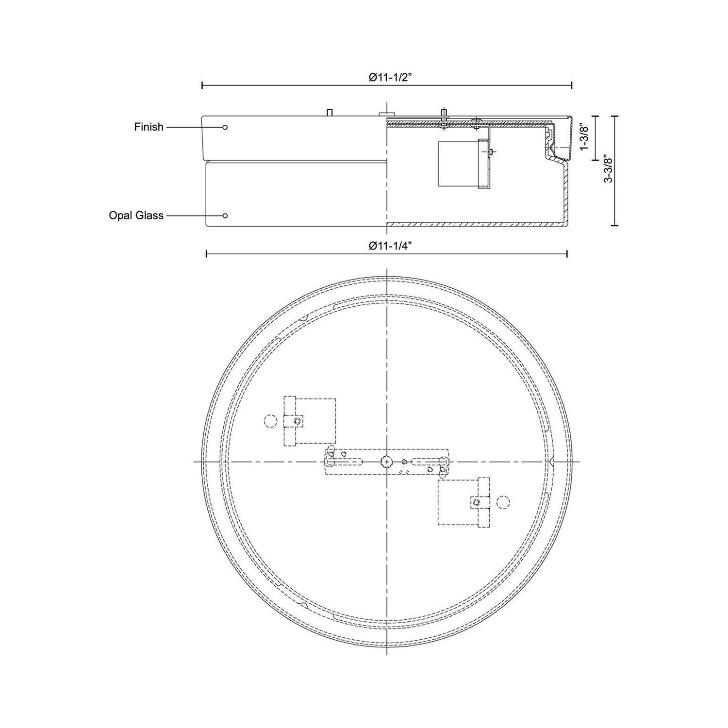 Lomita Flush Mount Ceiling Light - line drawing.