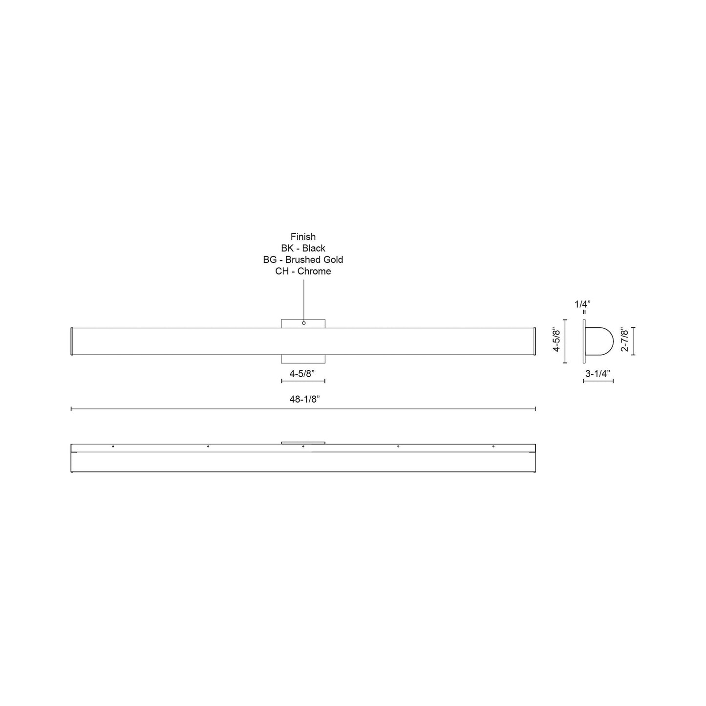 Longitude LED Vanity Wall Light - line drawing.