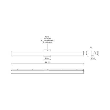 Longitude LED Vanity Wall Light - line drawing.
