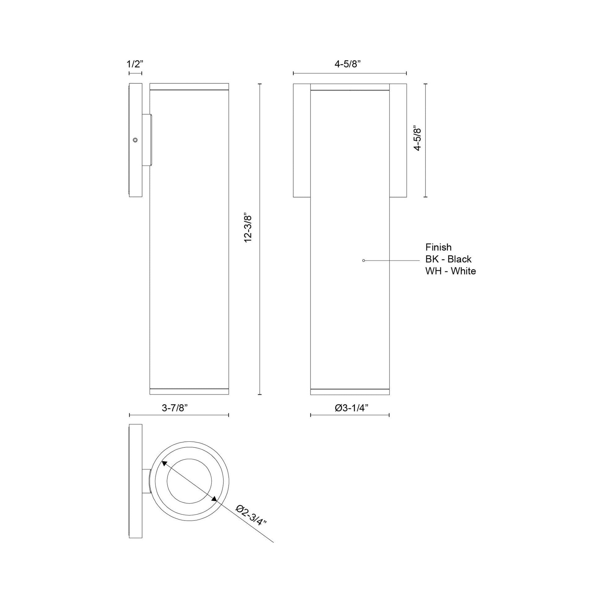 Lorna Cylinder Outdoor LED Wall Light - line drawing.