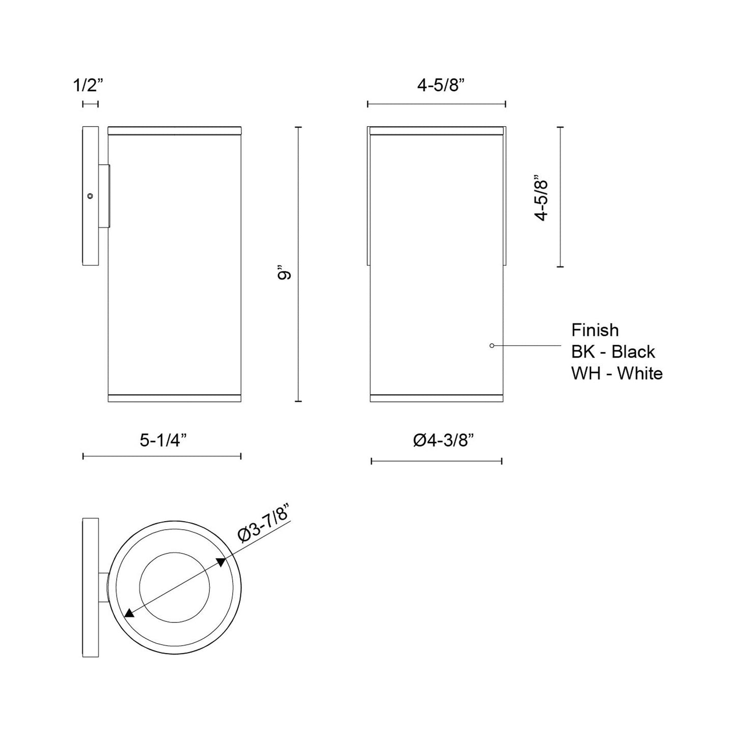 Lorna Cylinder Outdoor LED Wall Light - line drawing.