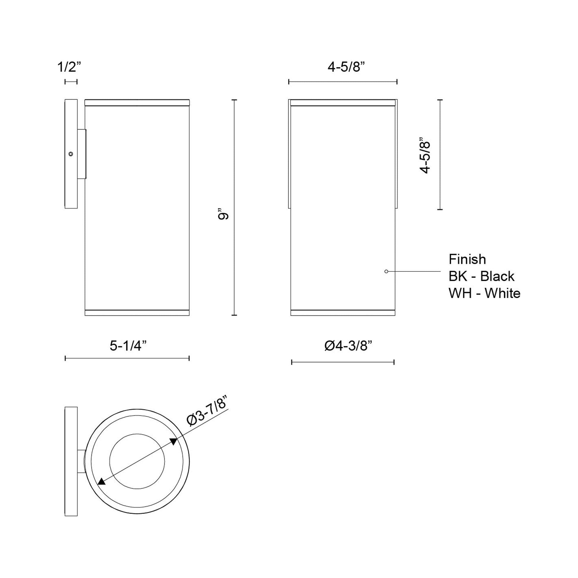 Lorna Cylinder Outdoor LED Wall Light - line drawing.