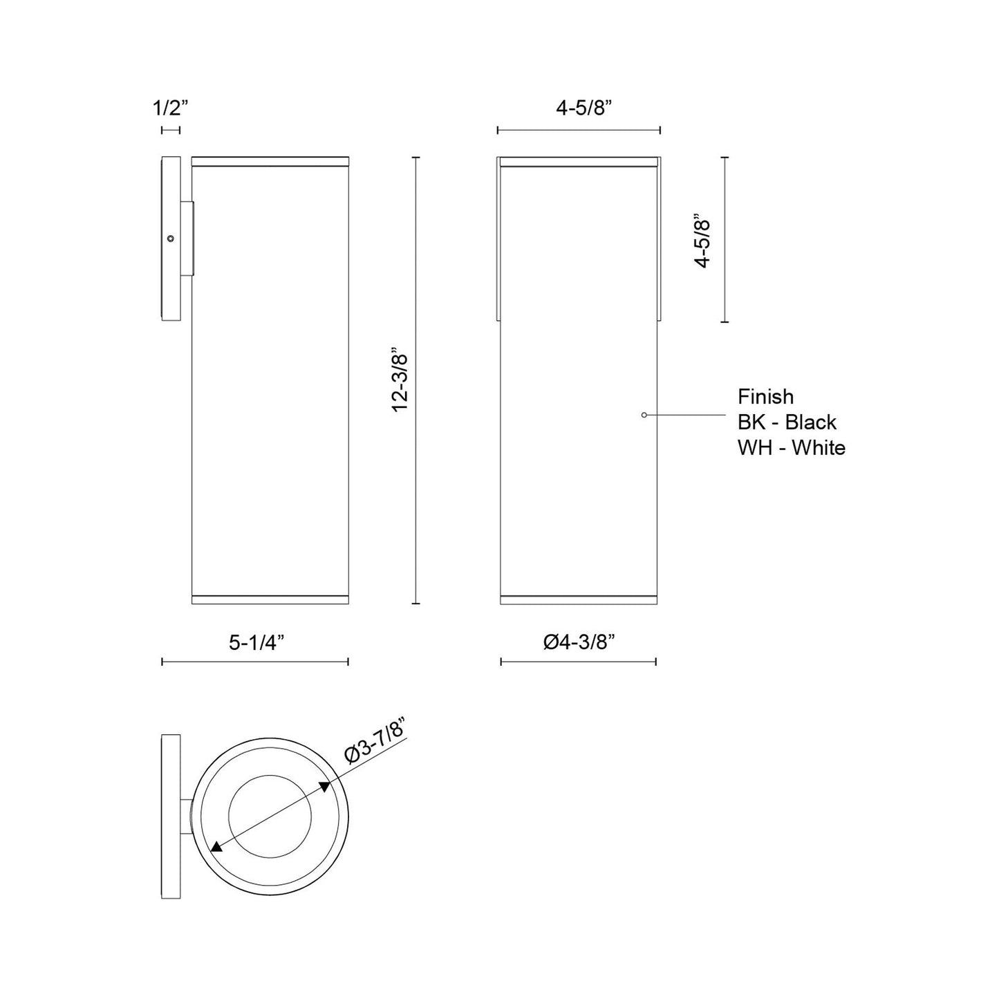 Lorna Cylinder Outdoor LED Wall Light - line drawing.