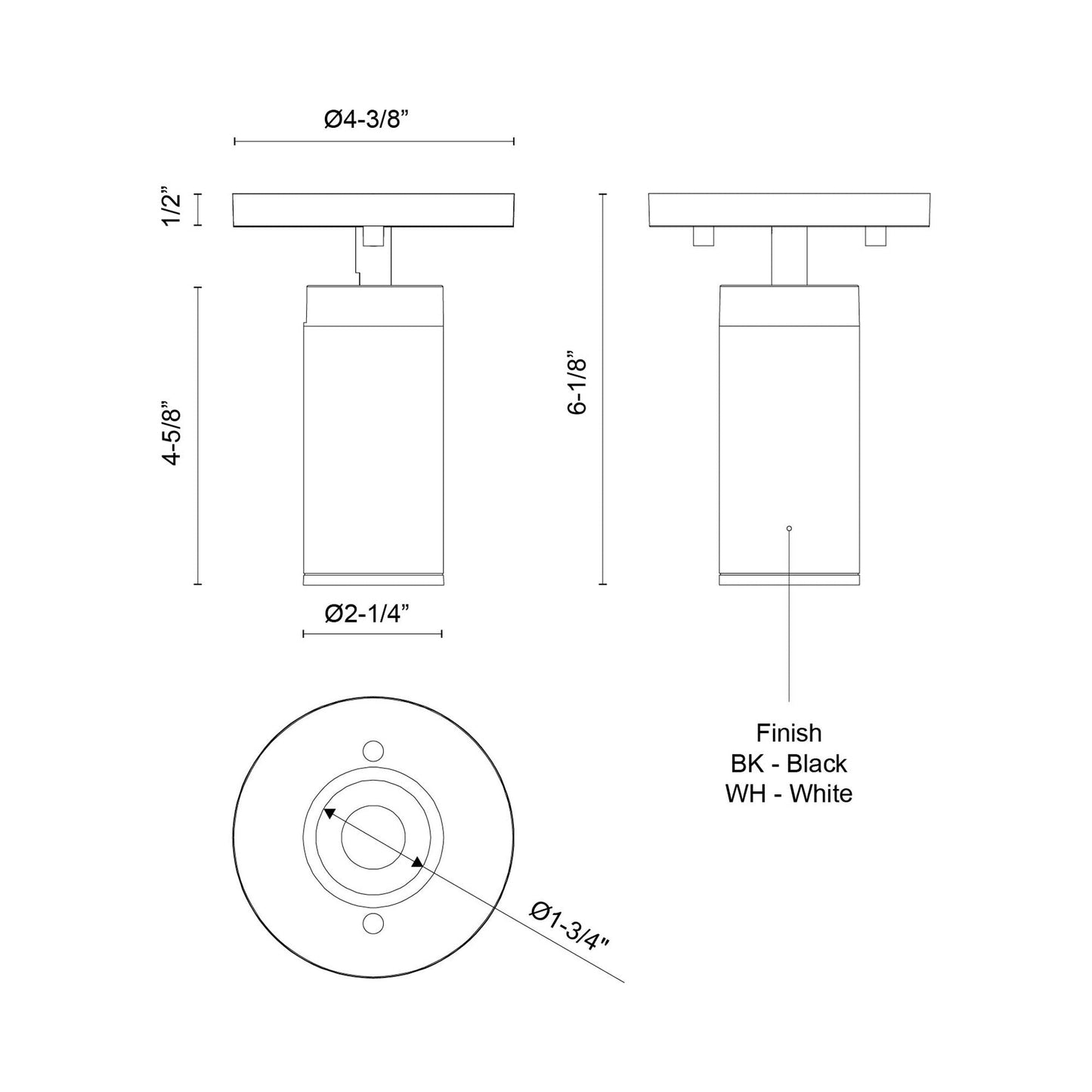 Lorna LED Adjustable Flush Mount Ceiling Light - line drawing.