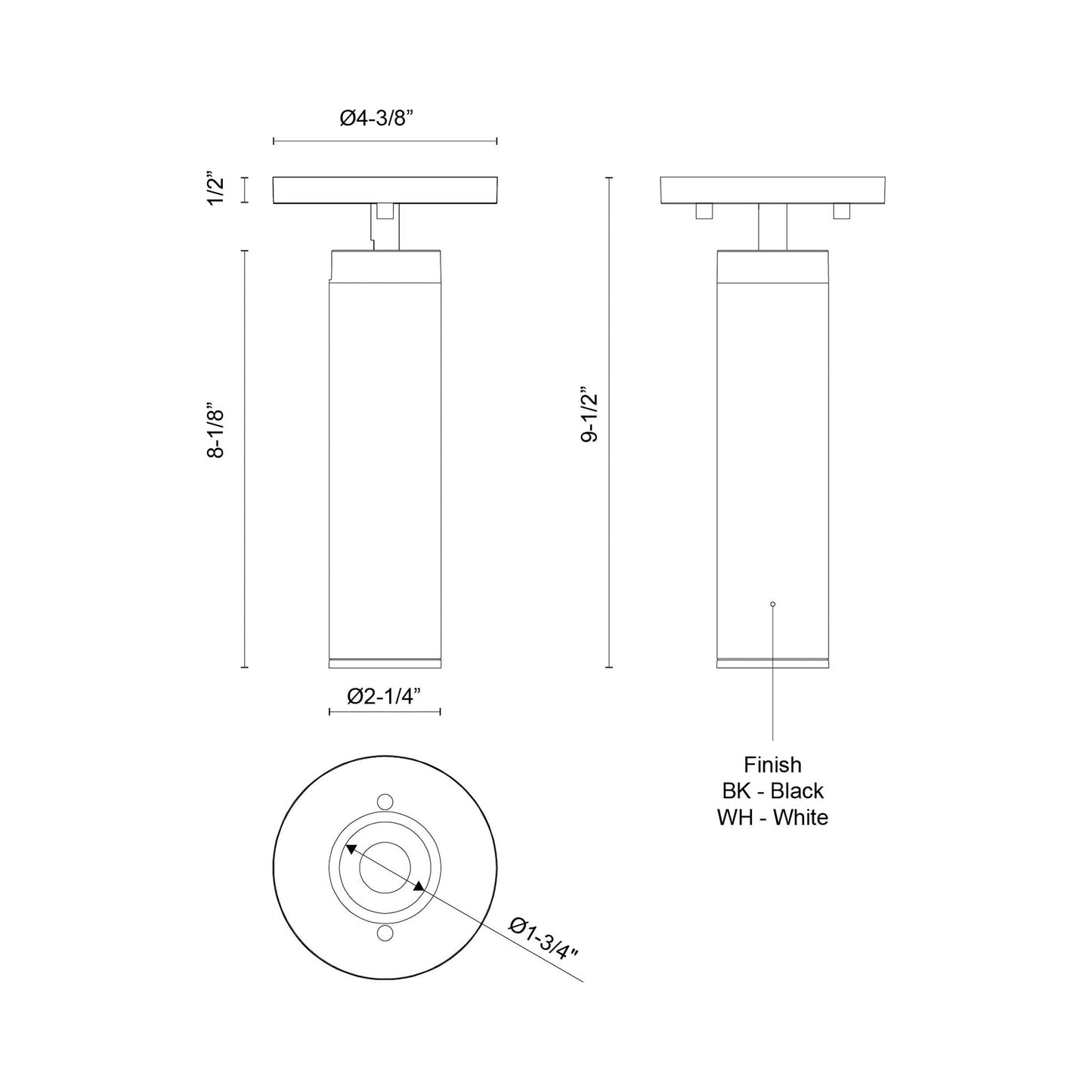 Lorna LED Adjustable Flush Mount Ceiling Light - line drawing.