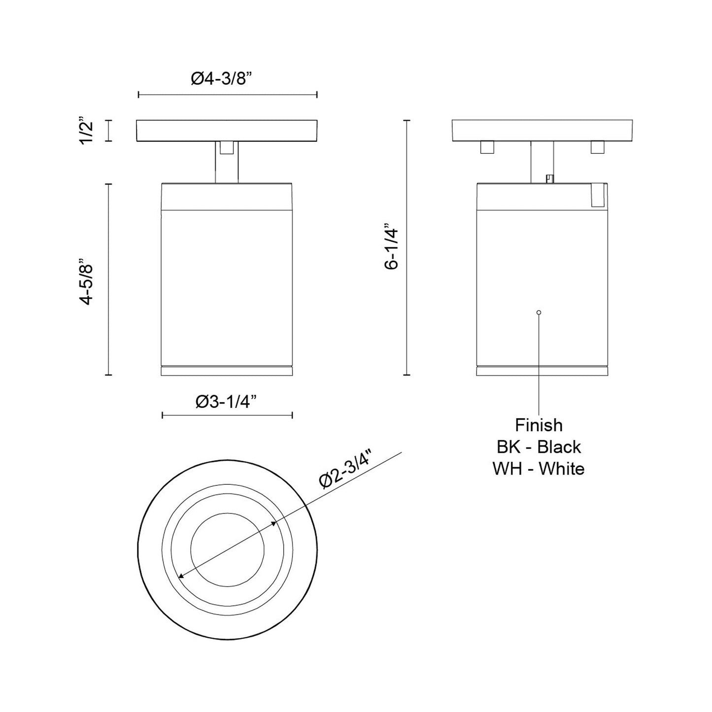 Lorna LED Adjustable Flush Mount Ceiling Light - line drawing.