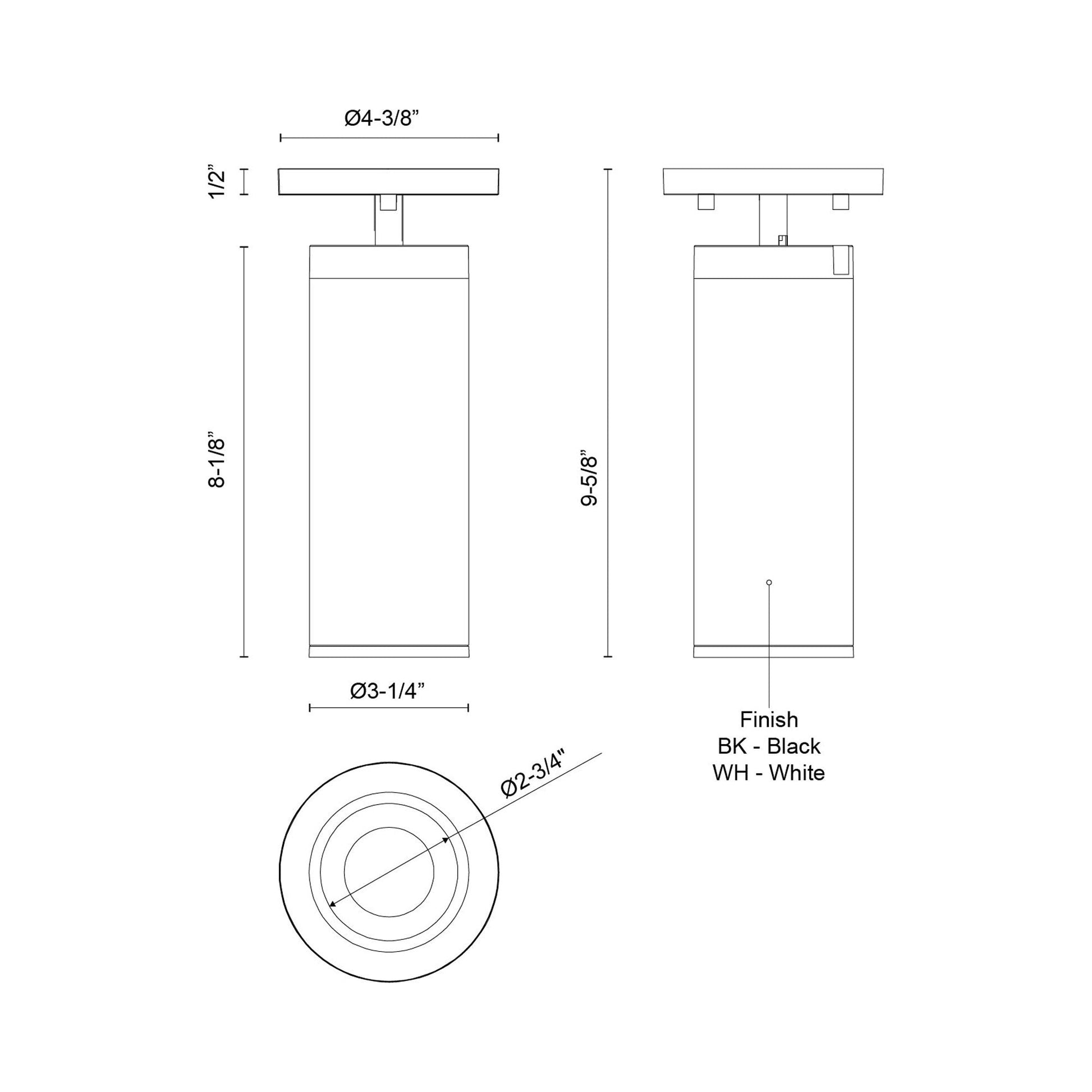Lorna LED Adjustable Flush Mount Ceiling Light - line drawing.