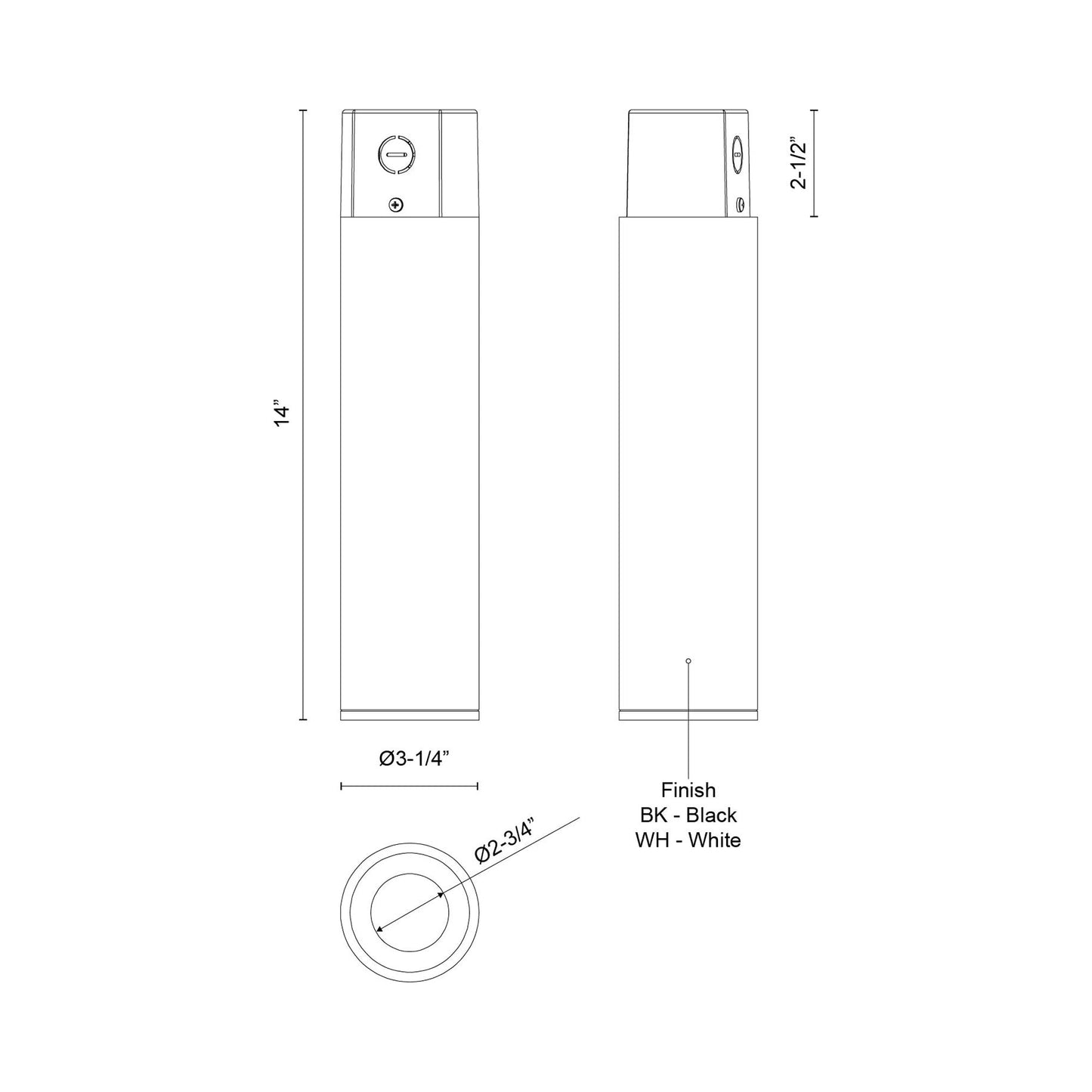 Lorna LED Concrete Flush Mount Ceiling Light - line drawing.