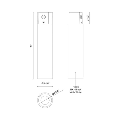 Lorna LED Concrete Flush Mount Ceiling Light - line drawing.