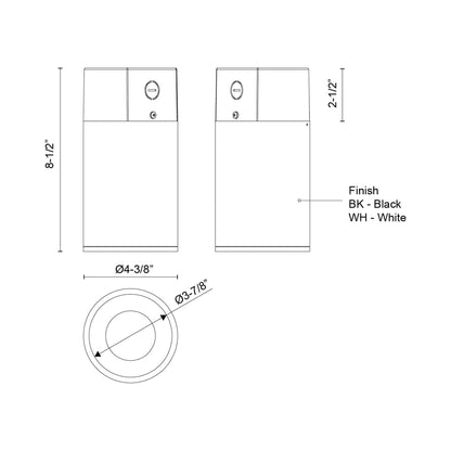 Lorna LED Concrete Flush Mount Ceiling Light - line drawing.
