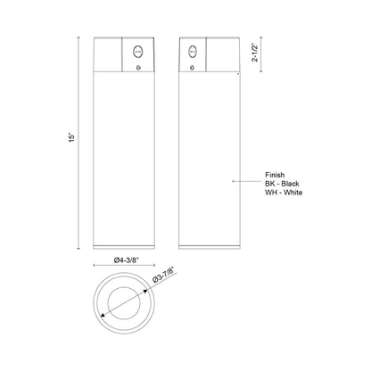 Lorna LED Concrete Flush Mount Ceiling Light - line drawing.