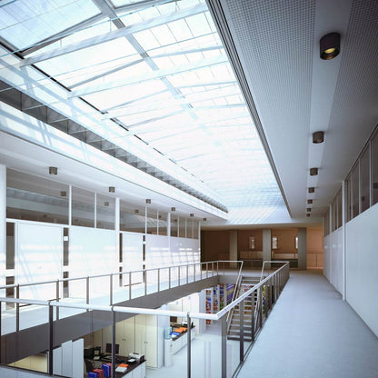 Lorna LED Flush Mount Ceiling Light in office.