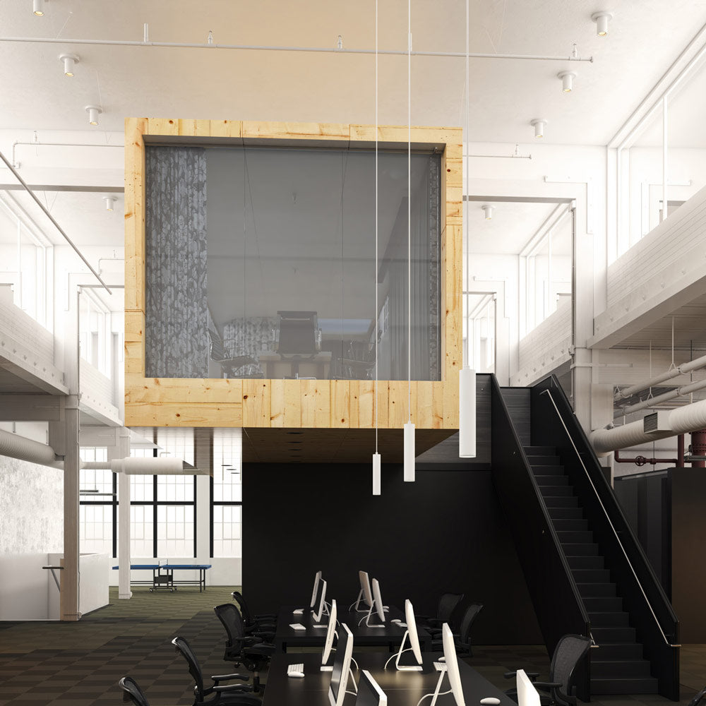 Lorna LED Flush Mount Ceiling Light in office.