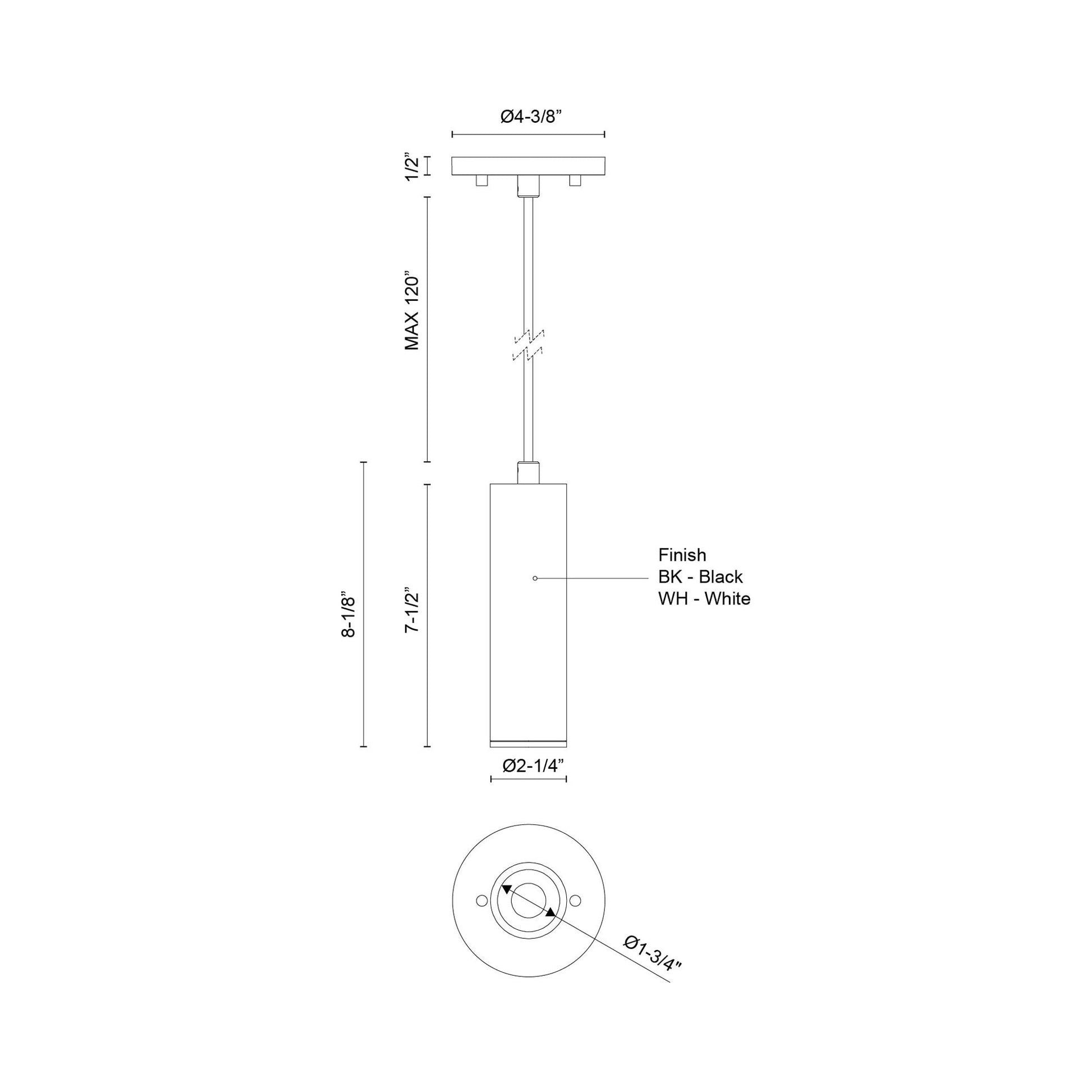 Lorna LED Pendant Light - line drawing.