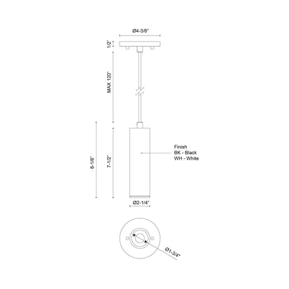 Lorna LED Pendant Light - line drawing.
