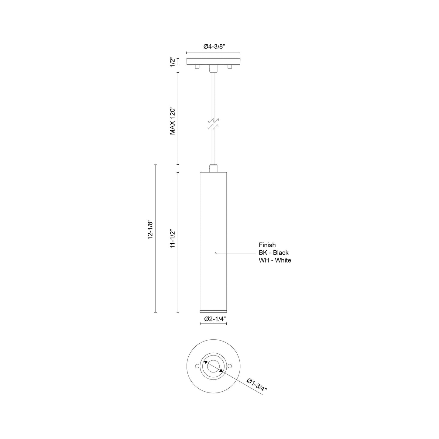 Lorna LED Pendant Light - line drawing.
