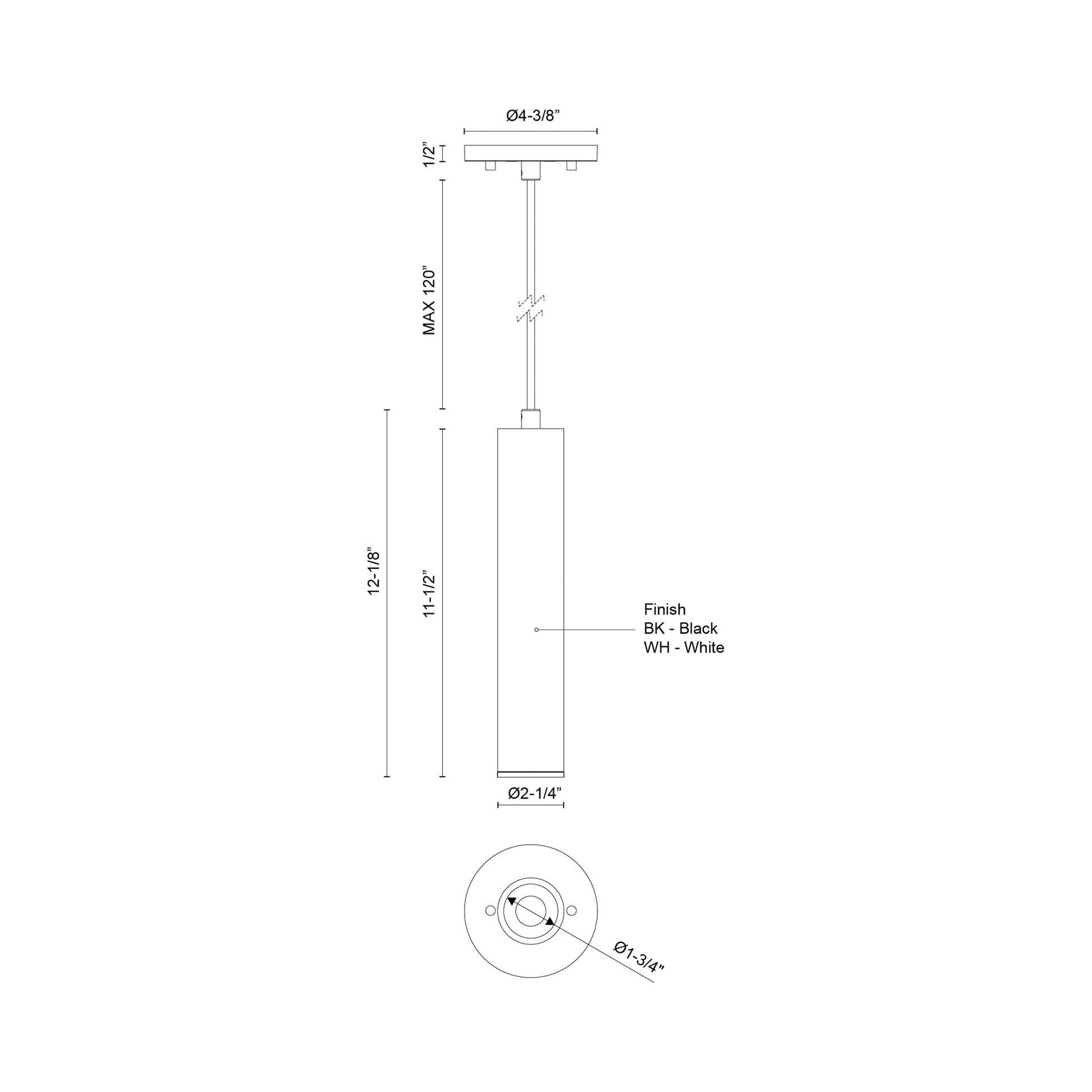 Lorna LED Pendant Light - line drawing.