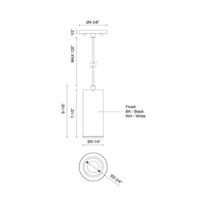 Lorna LED Pendant Light - line drawing.