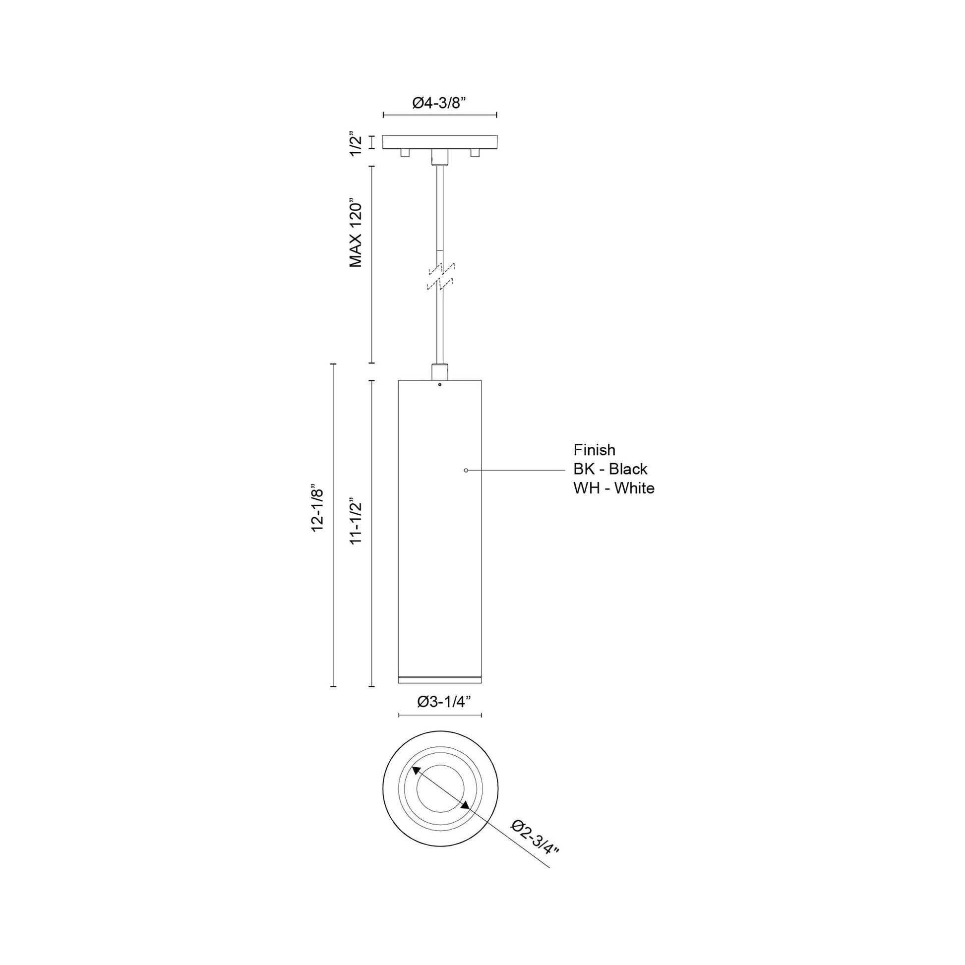Lorna LED Pendant Light - line drawing.