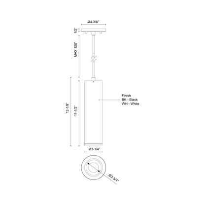 Lorna LED Pendant Light - line drawing.