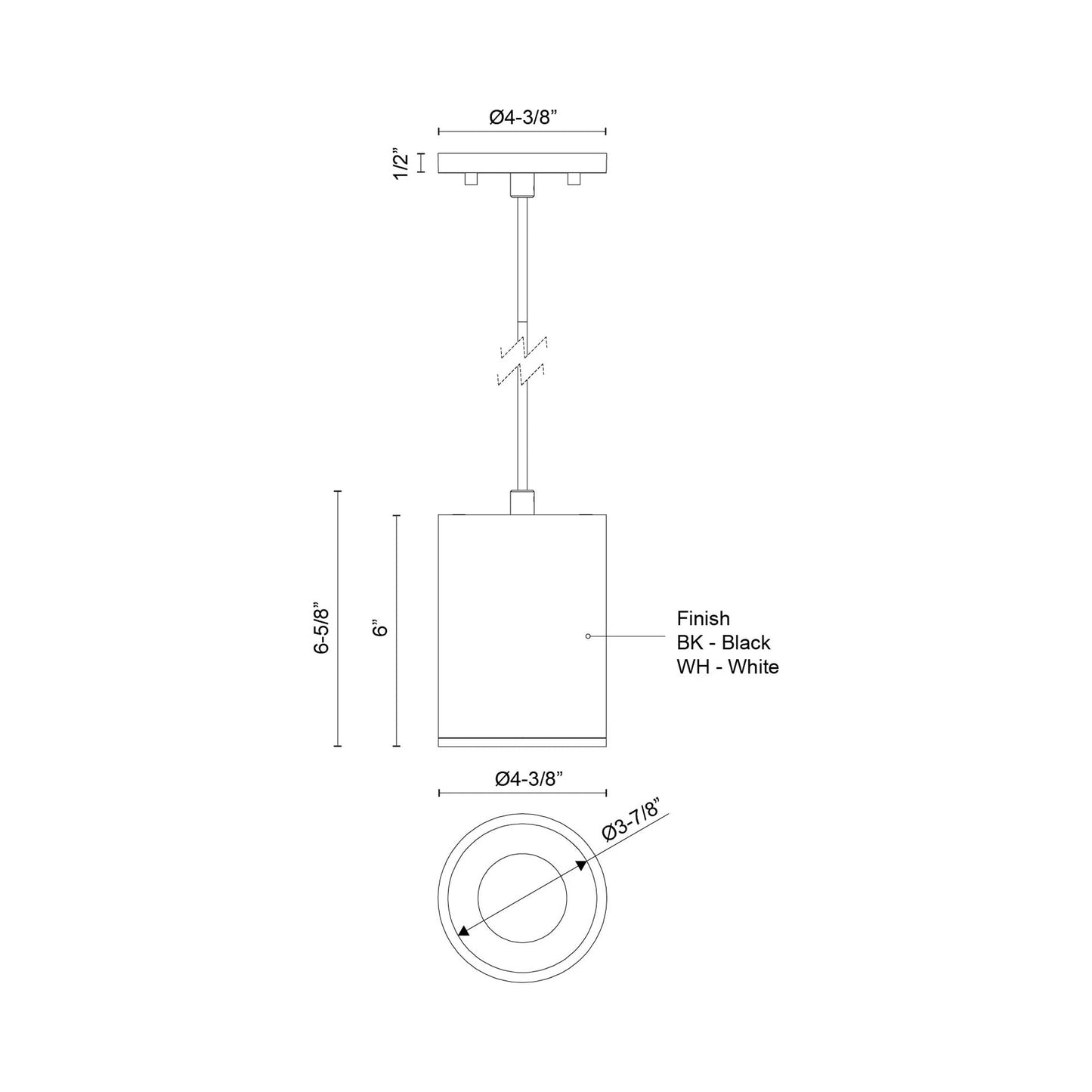 Lorna LED Pendant Light - line drawing.