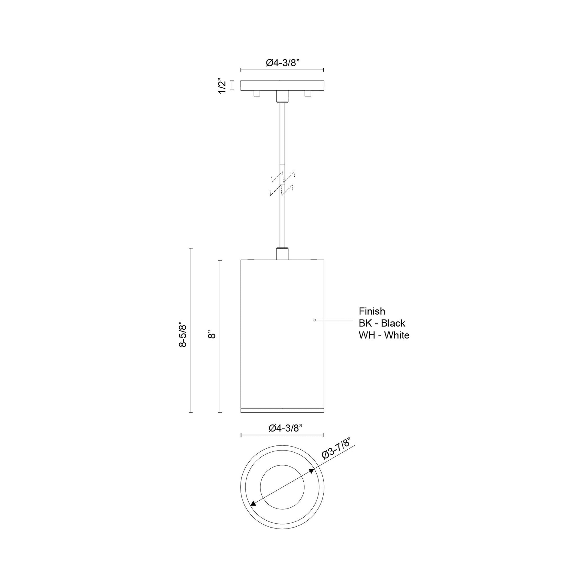 Lorna LED Pendant Light - line drawing.