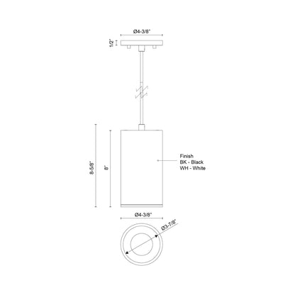 Lorna LED Pendant Light - line drawing.