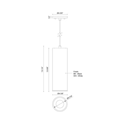 Lorna LED Pendant Light - line drawing.