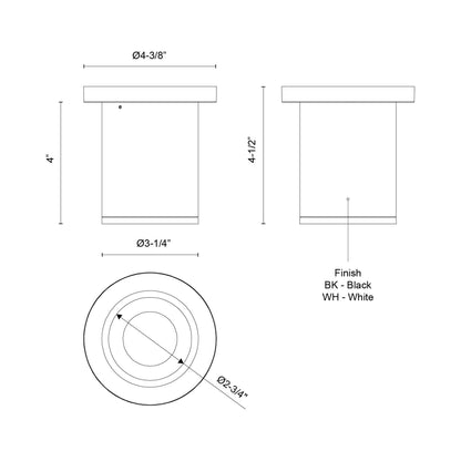 Lorna LED Surface Mount Ceiling Light - line drawing.