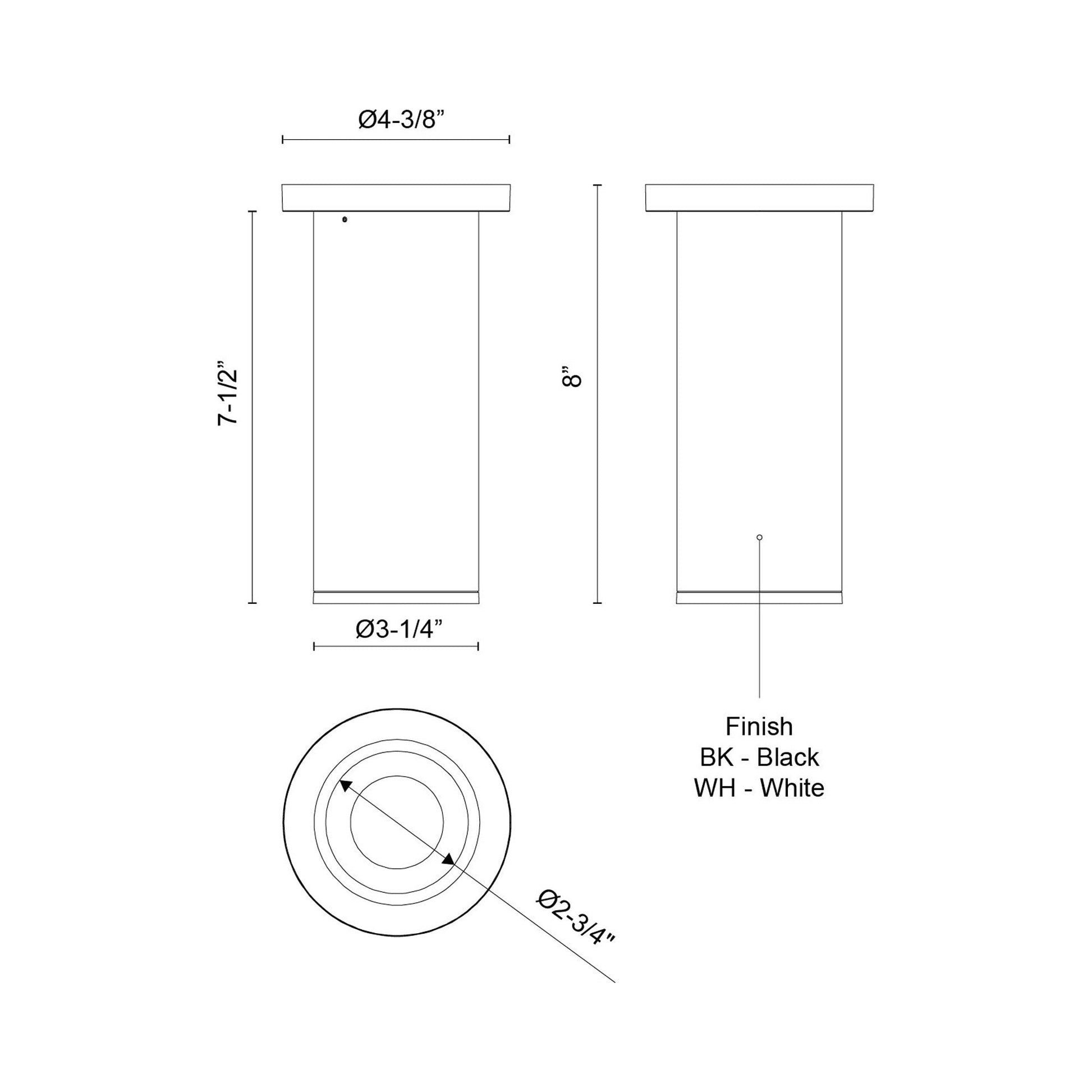 Lorna LED Surface Mount Ceiling Light - line drawing.