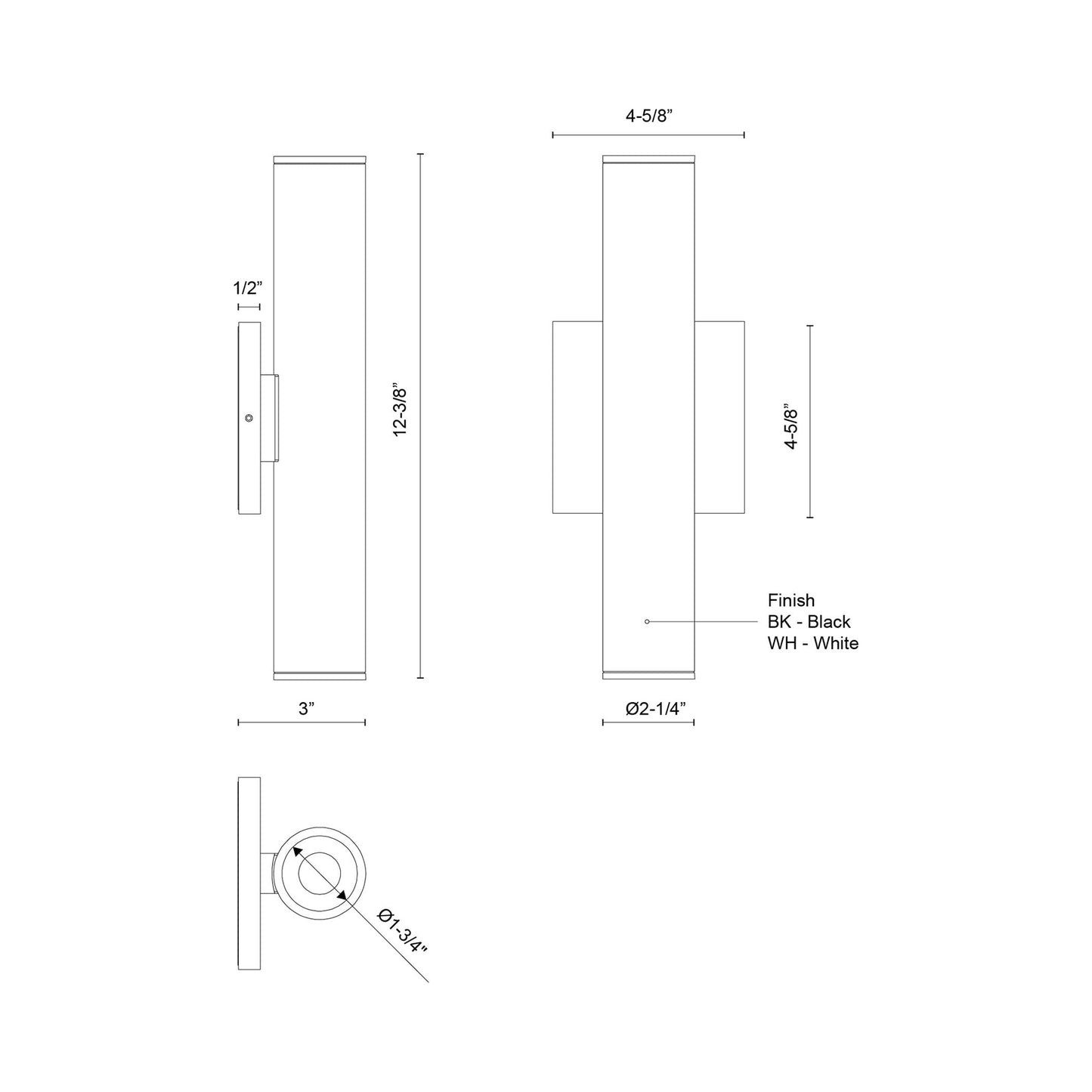 Lorna Up / Down LED Wall Light - line drawing.