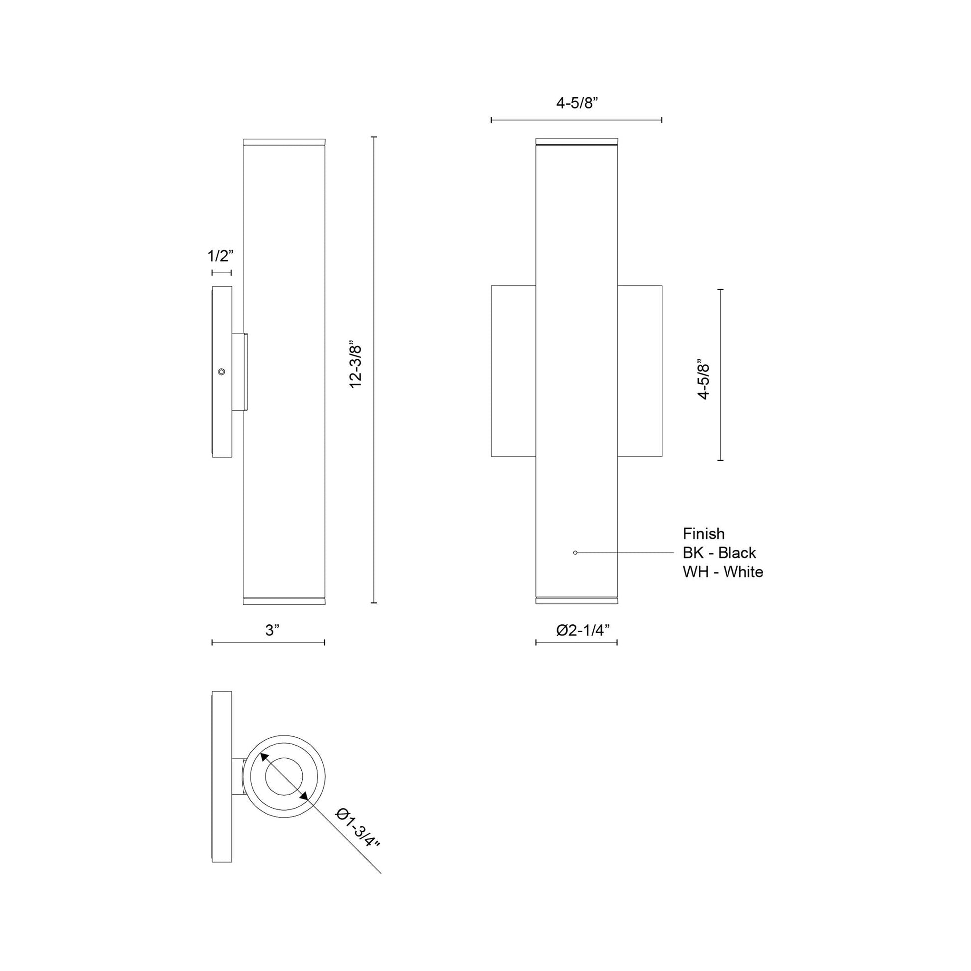 Lorna Up / Down LED Wall Light - line drawing.