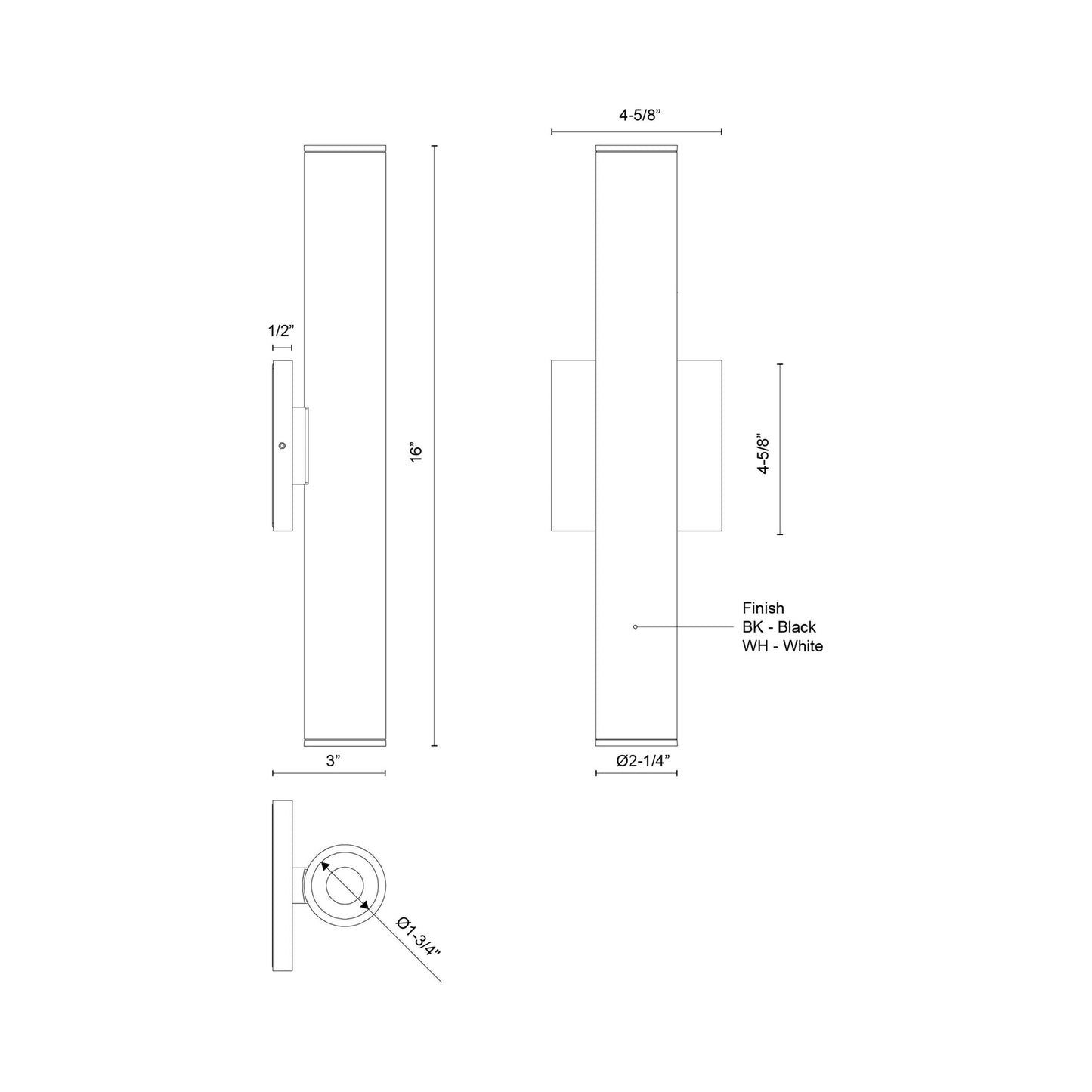 Lorna Up / Down LED Wall Light - line drawing.