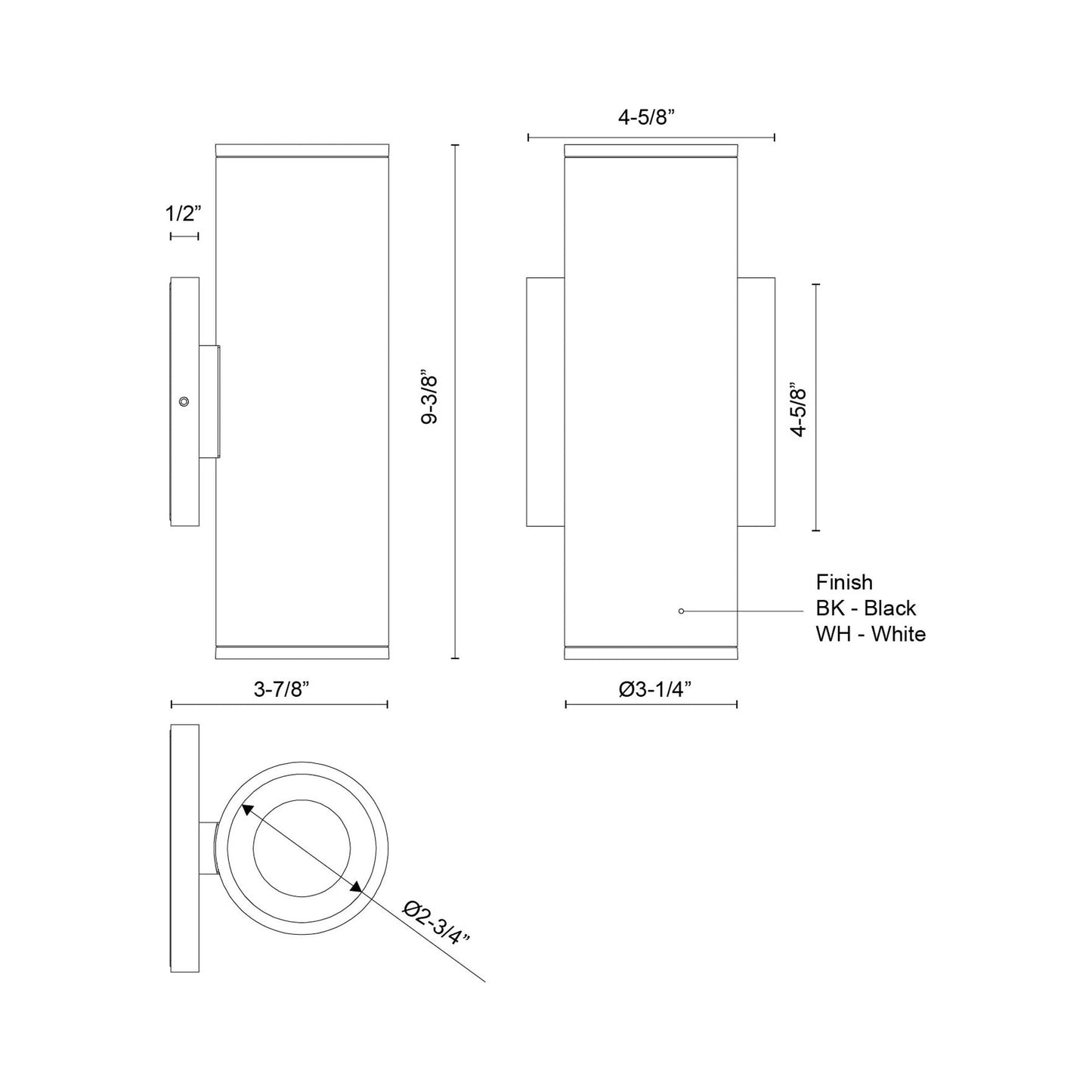 Lorna Up / Down LED Wall Light - line drawing.