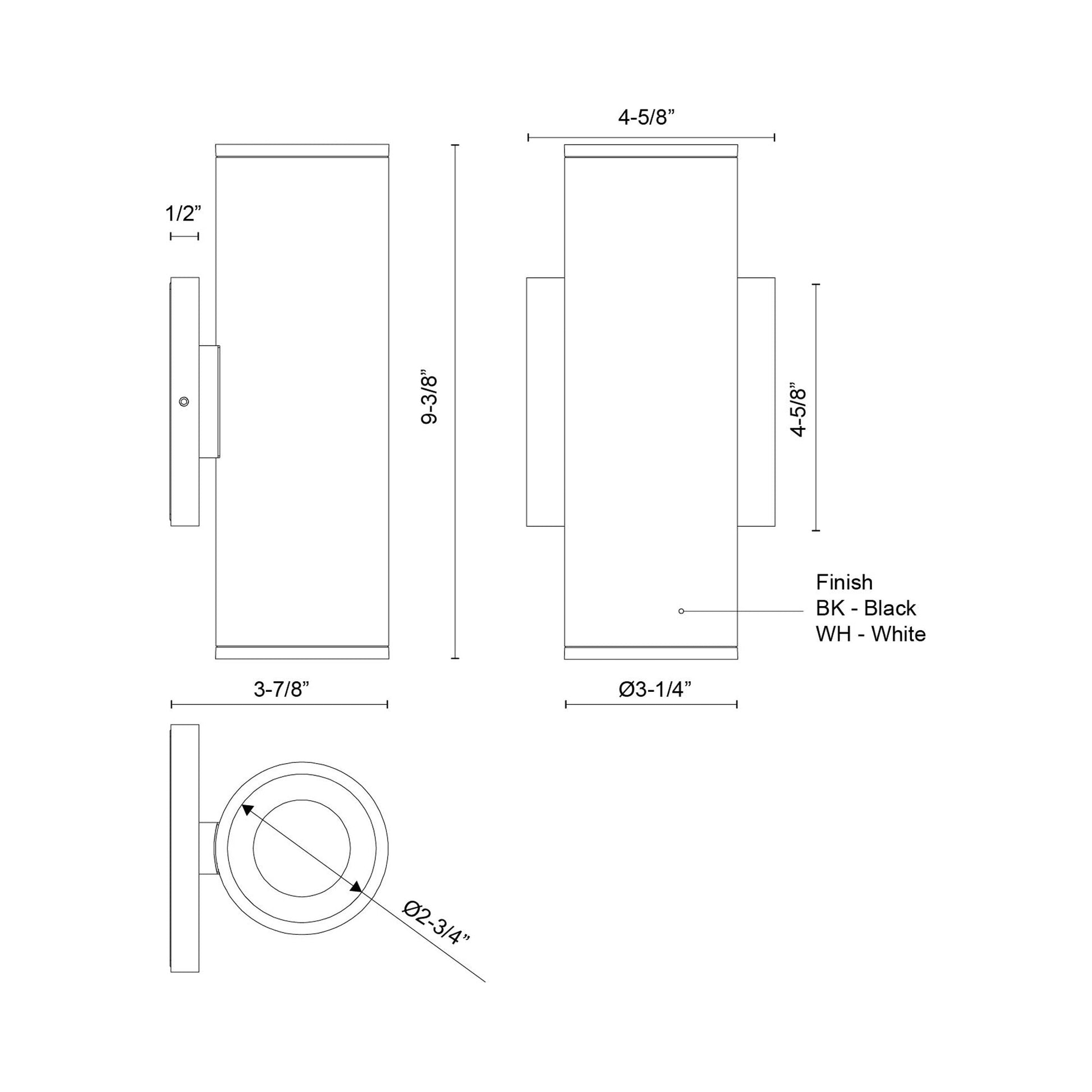 Lorna Up / Down LED Wall Light - line drawing.