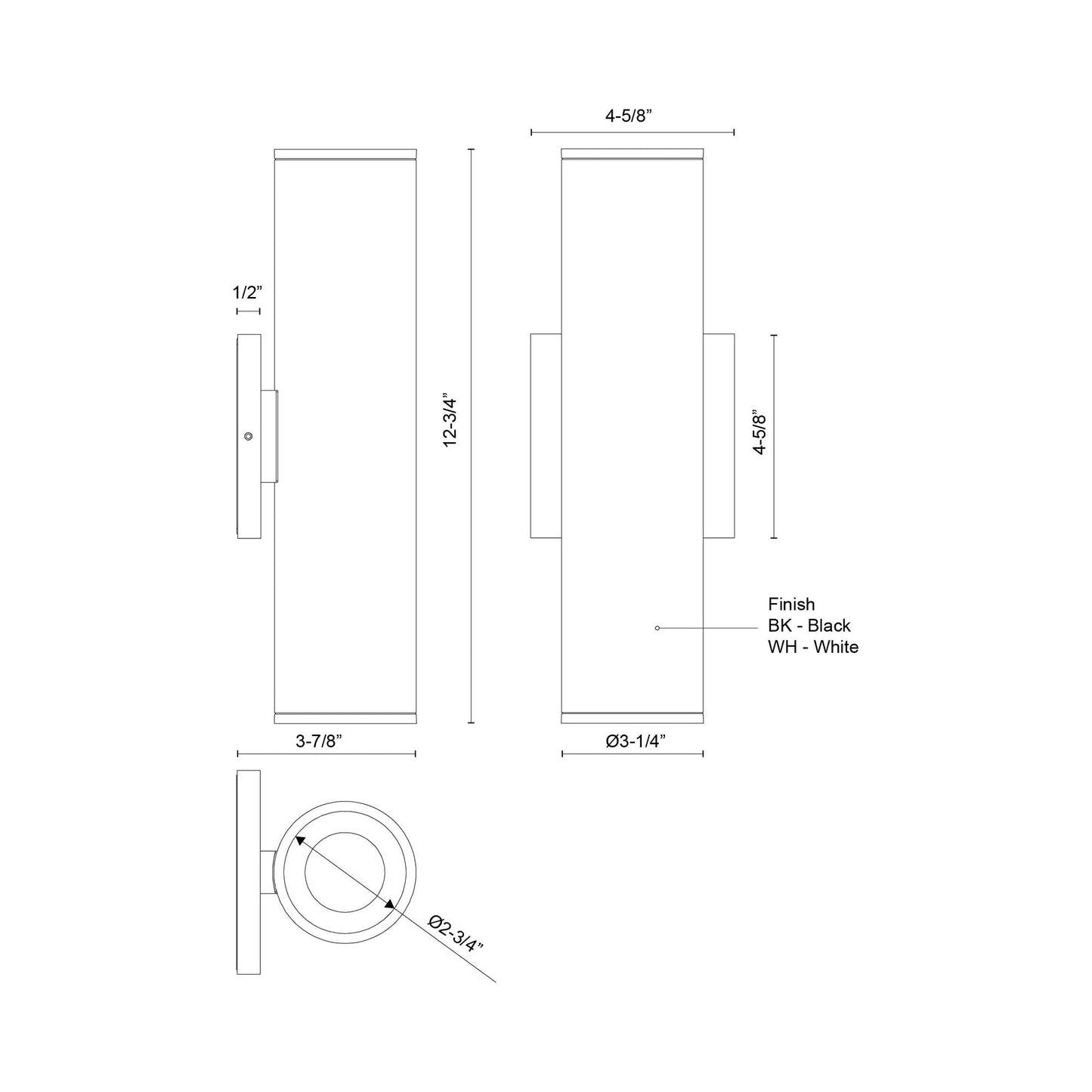 Lorna Up / Down LED Wall Light - line drawing.