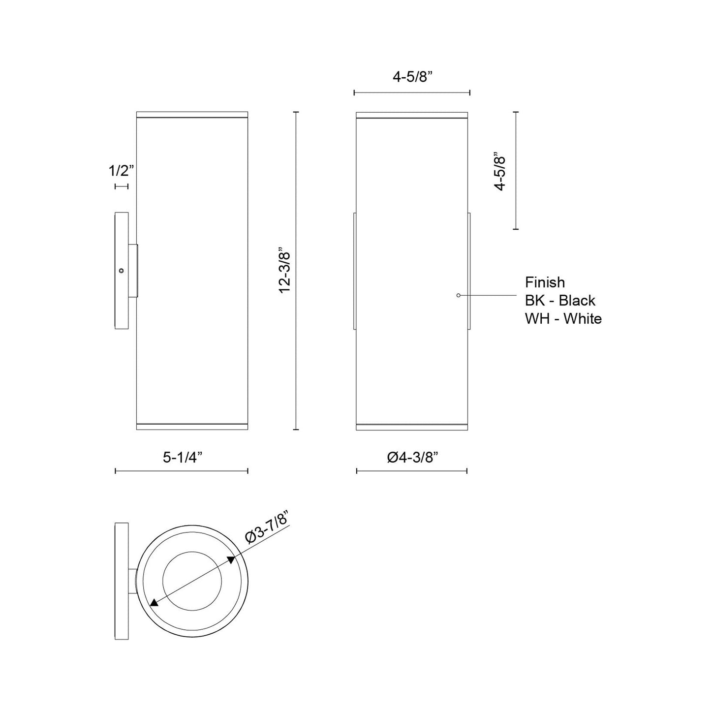 Lorna Up / Down LED Wall Light - line drawing.
