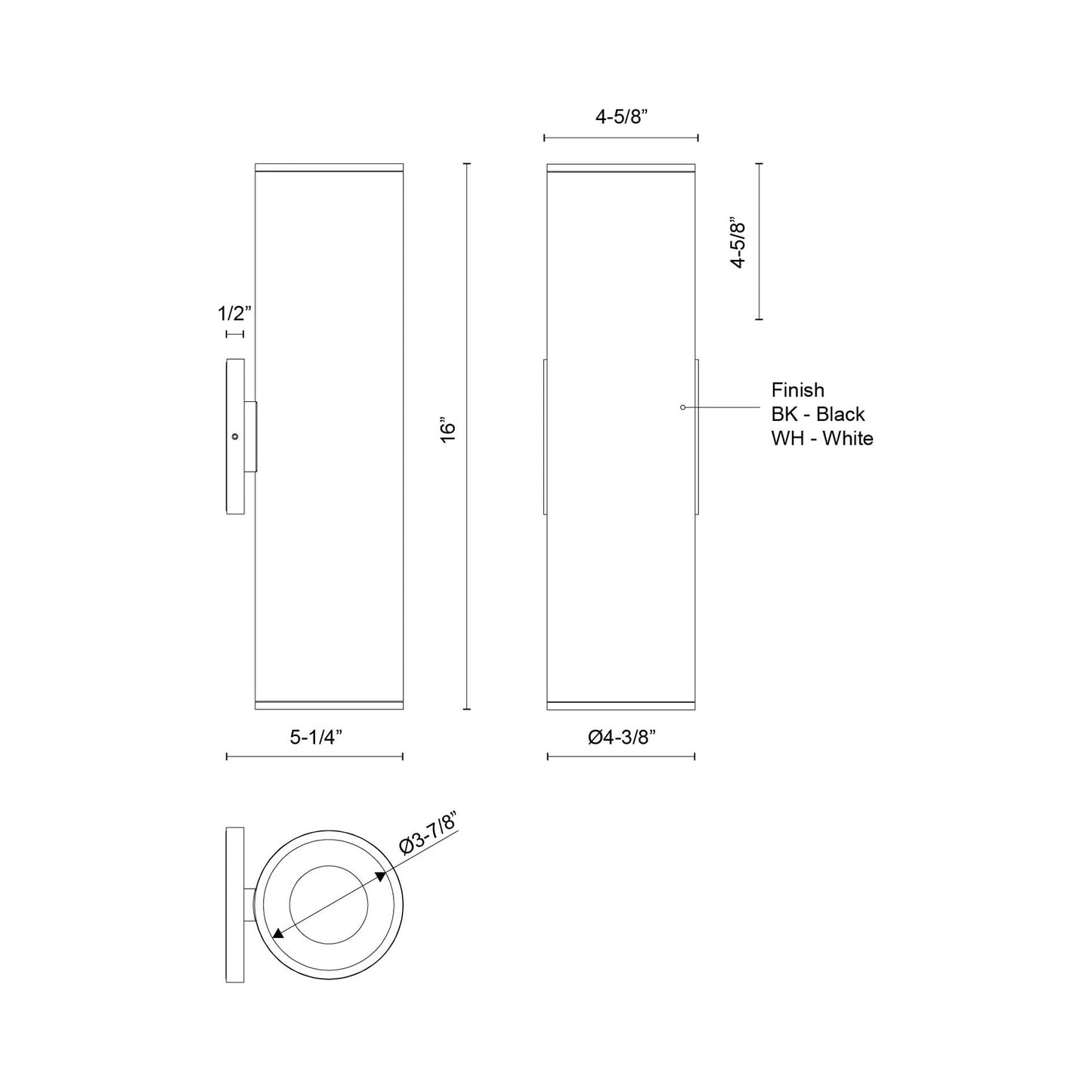 Lorna Up / Down LED Wall Light - line drawing.