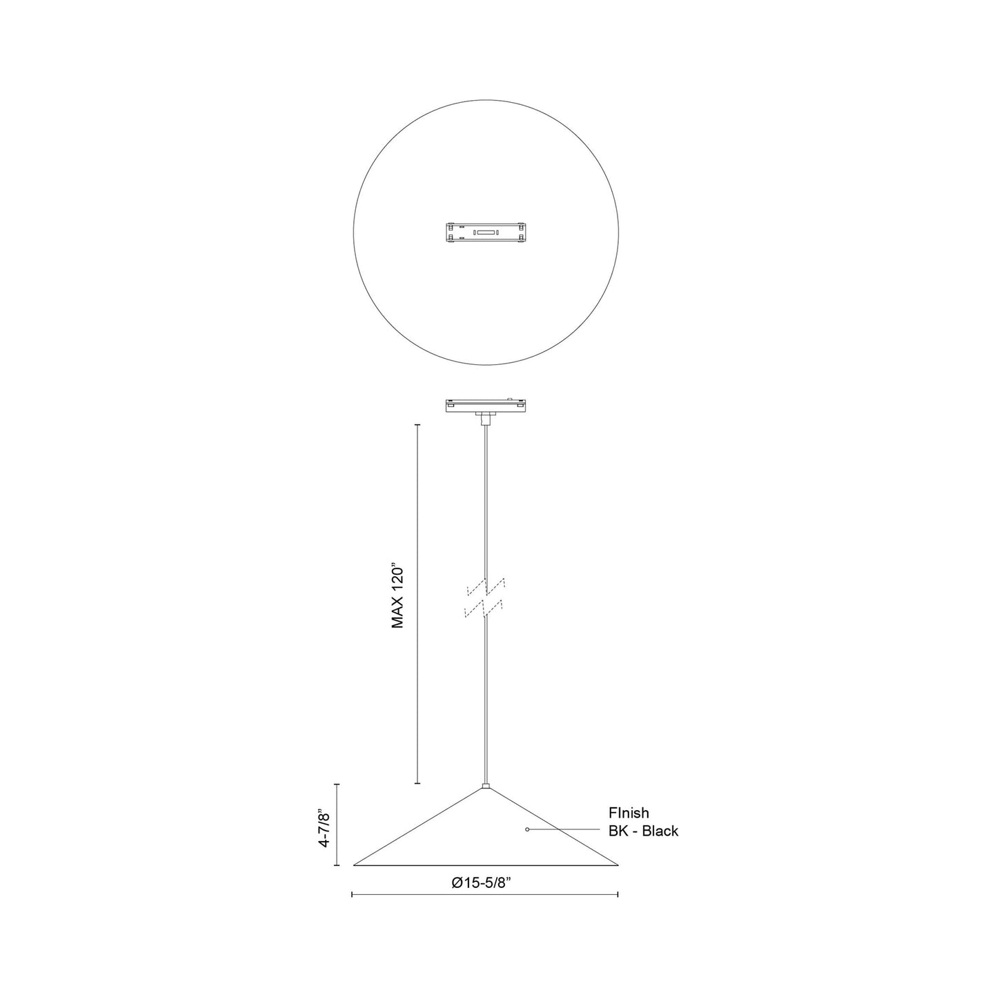 Luiz LED Track Pendant Light - line drawing.