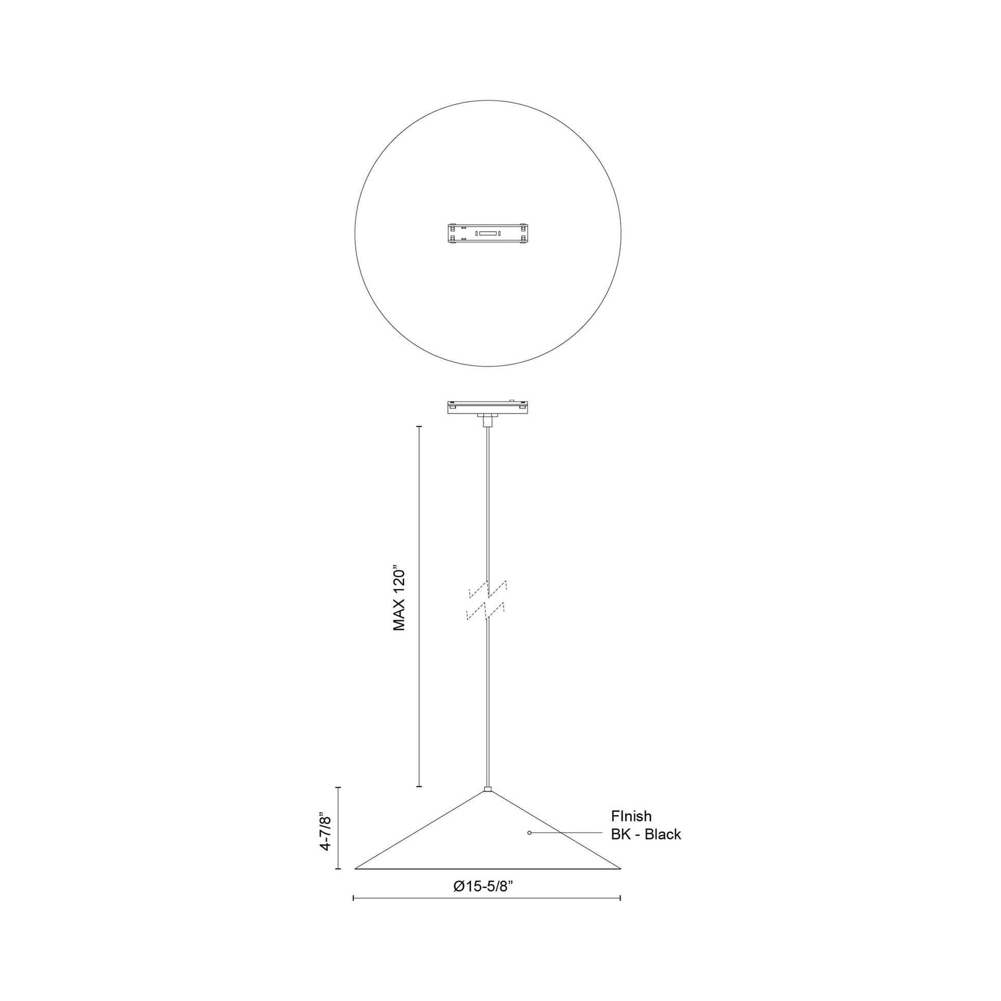 Luiz LED Track Pendant Light - line drawing.