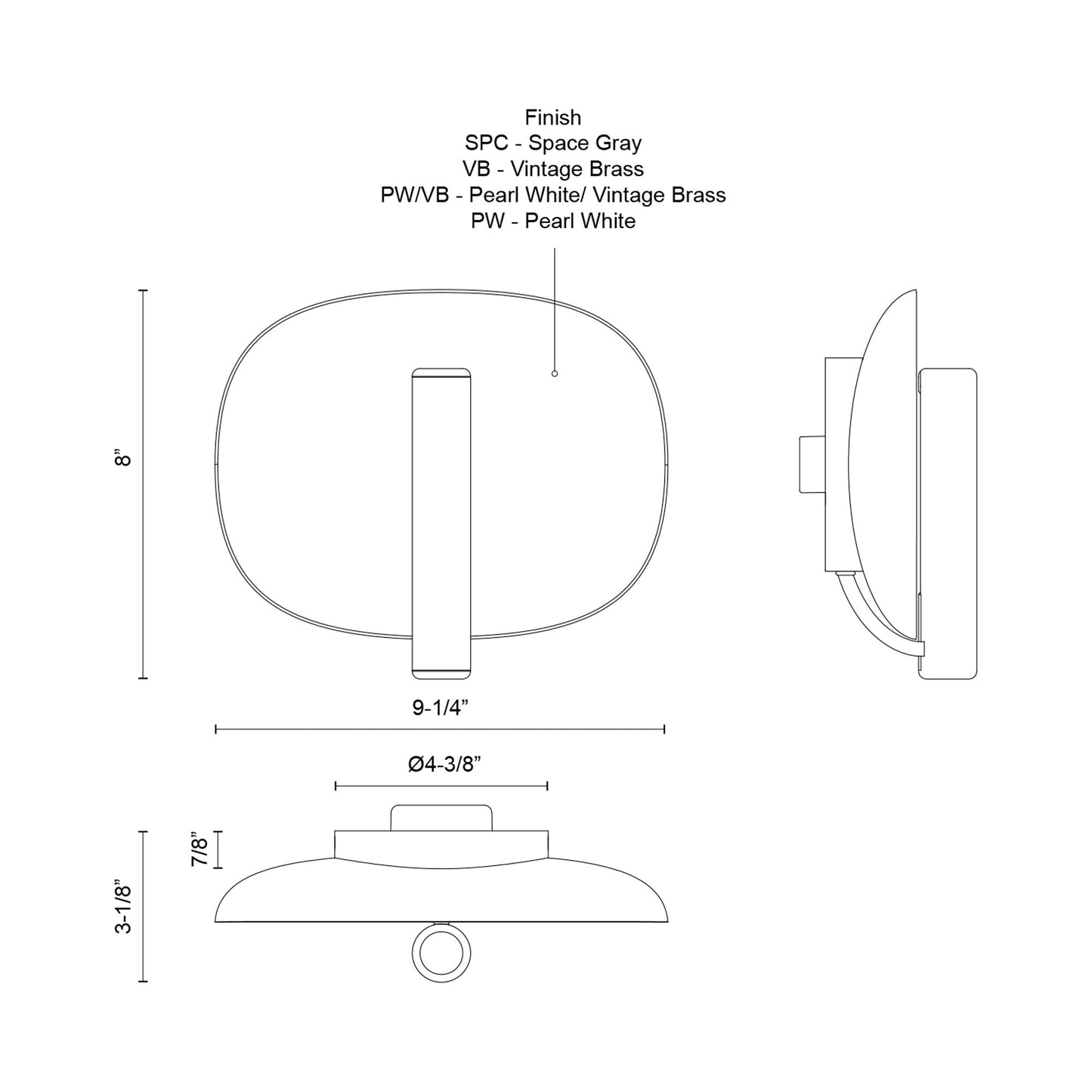 Lustre LED Wall Light - line drawing.