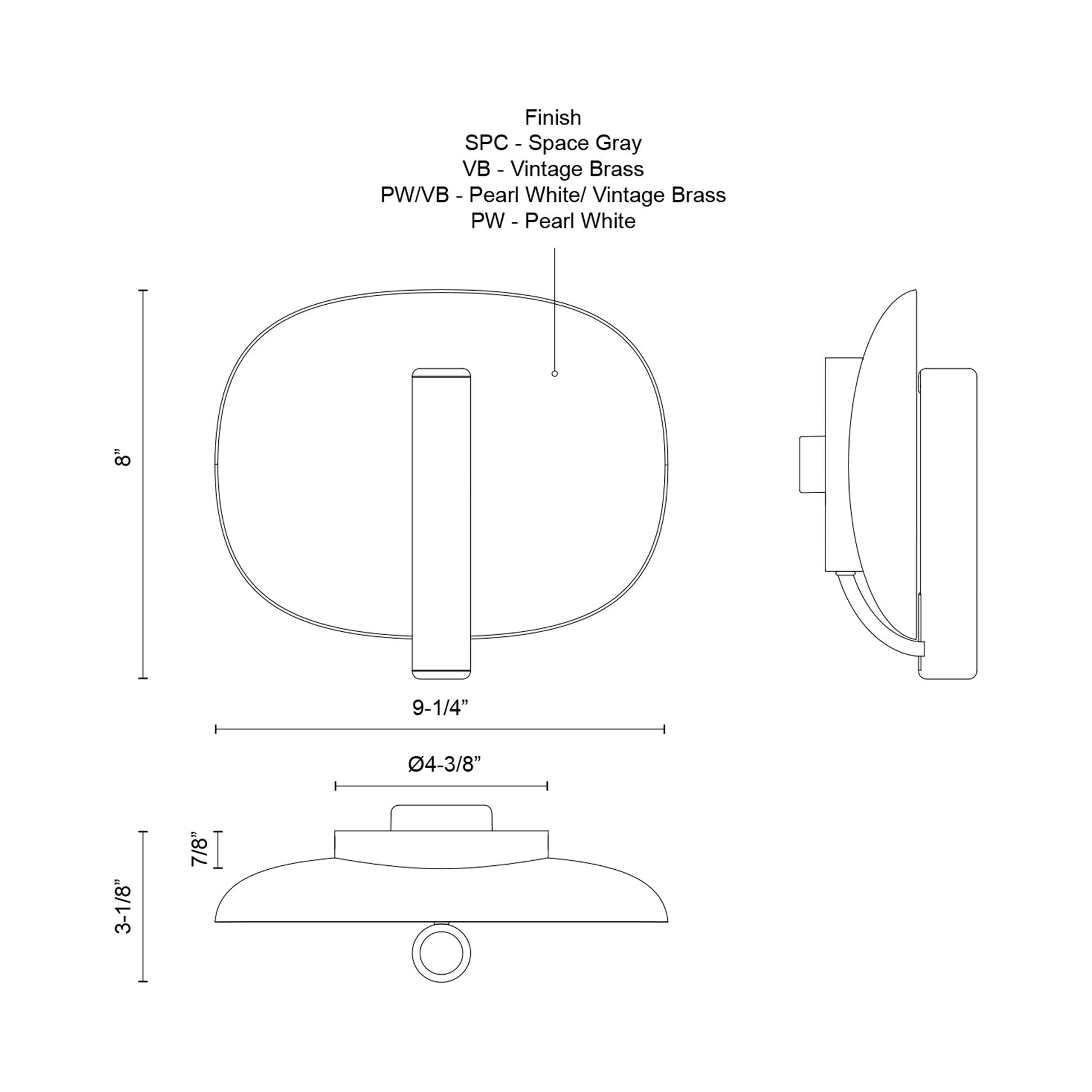Lustre LED Wall Light - line drawing.