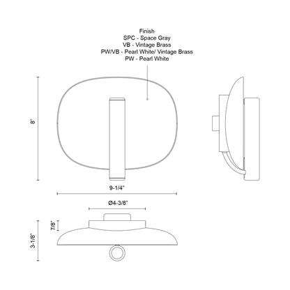 Lustre LED Wall Light - line drawing.