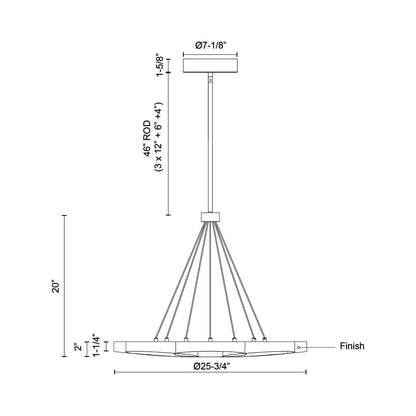 Maestro LED Chandelier - line drawing.