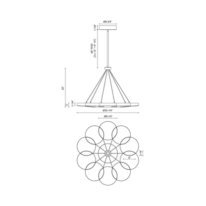 Maestro LED Chandelier - line drawing.