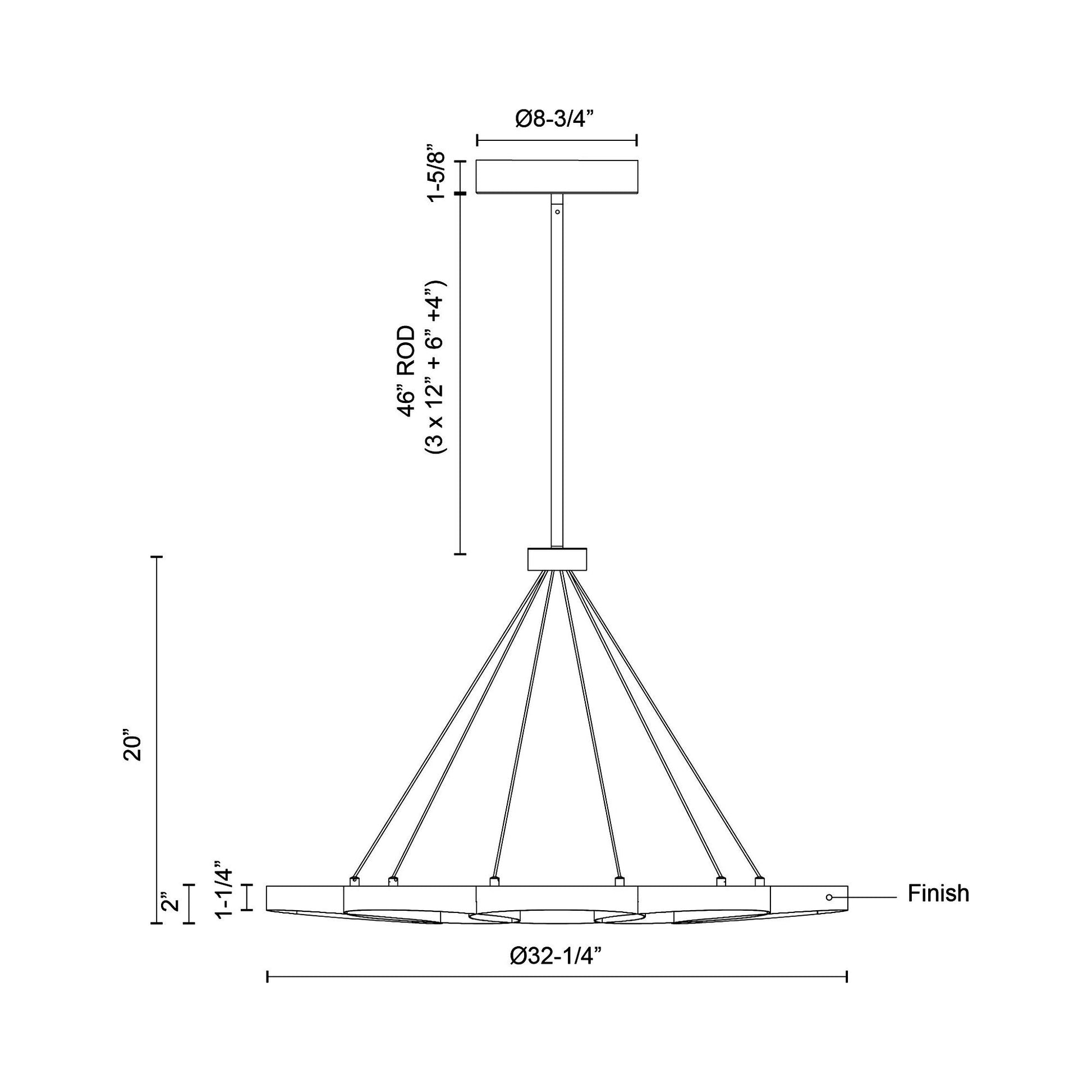Maestro LED Chandelier - line drawing.