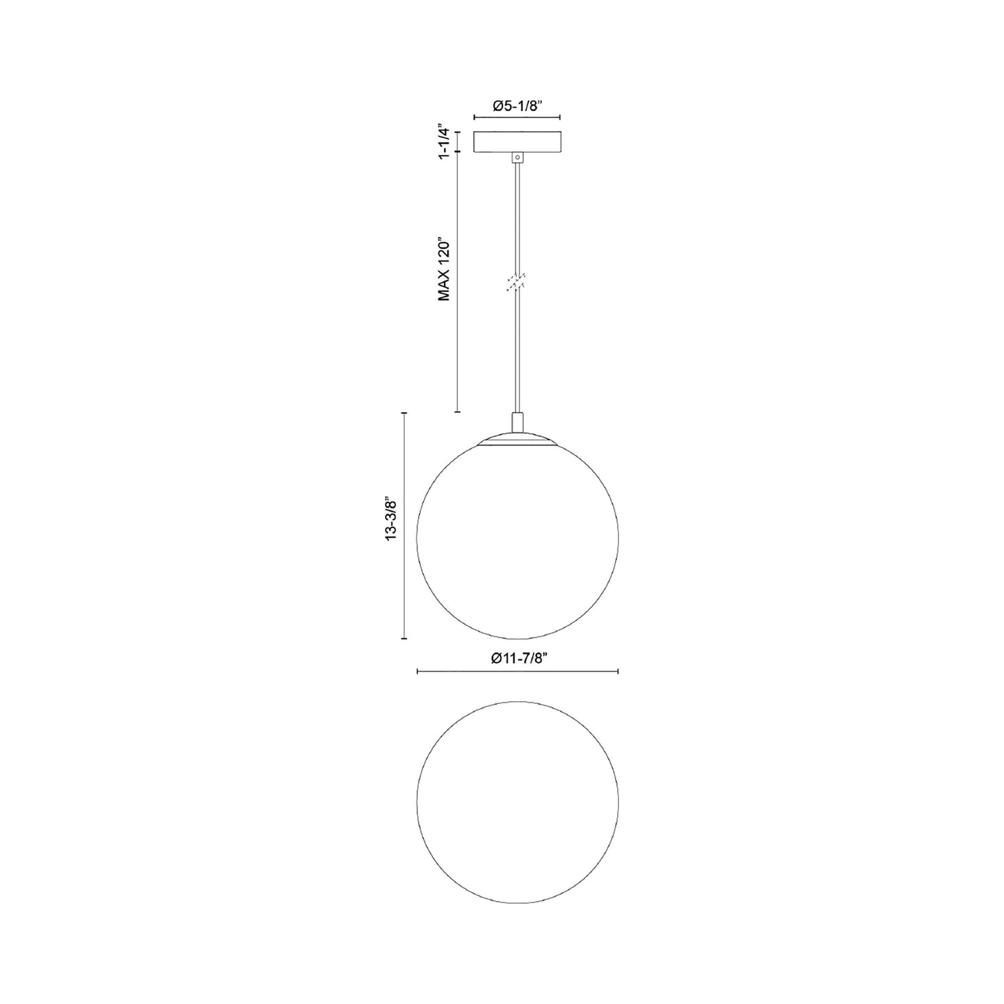 Marco Pendant Light - line drawing.