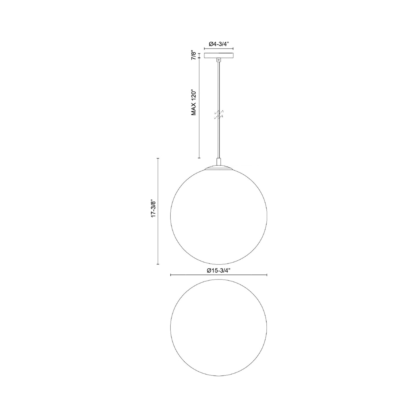 Marco Pendant Light - line drawing.