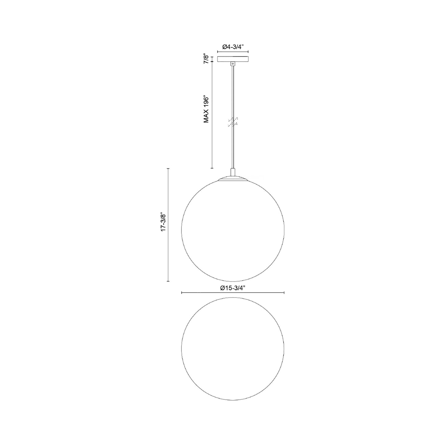 Marco Pendant Light - line drawing.